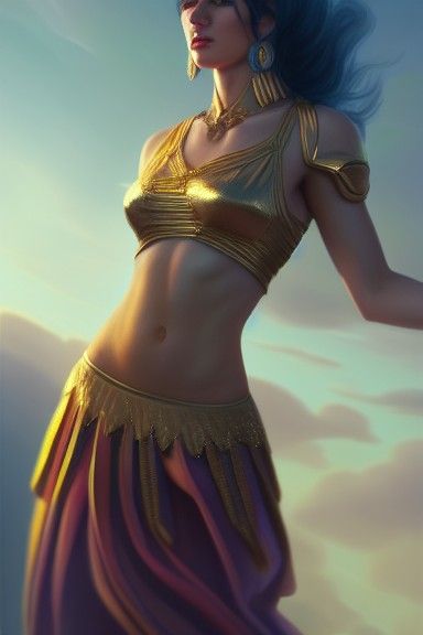 Muscular Priestess in Golden Hour Lighting