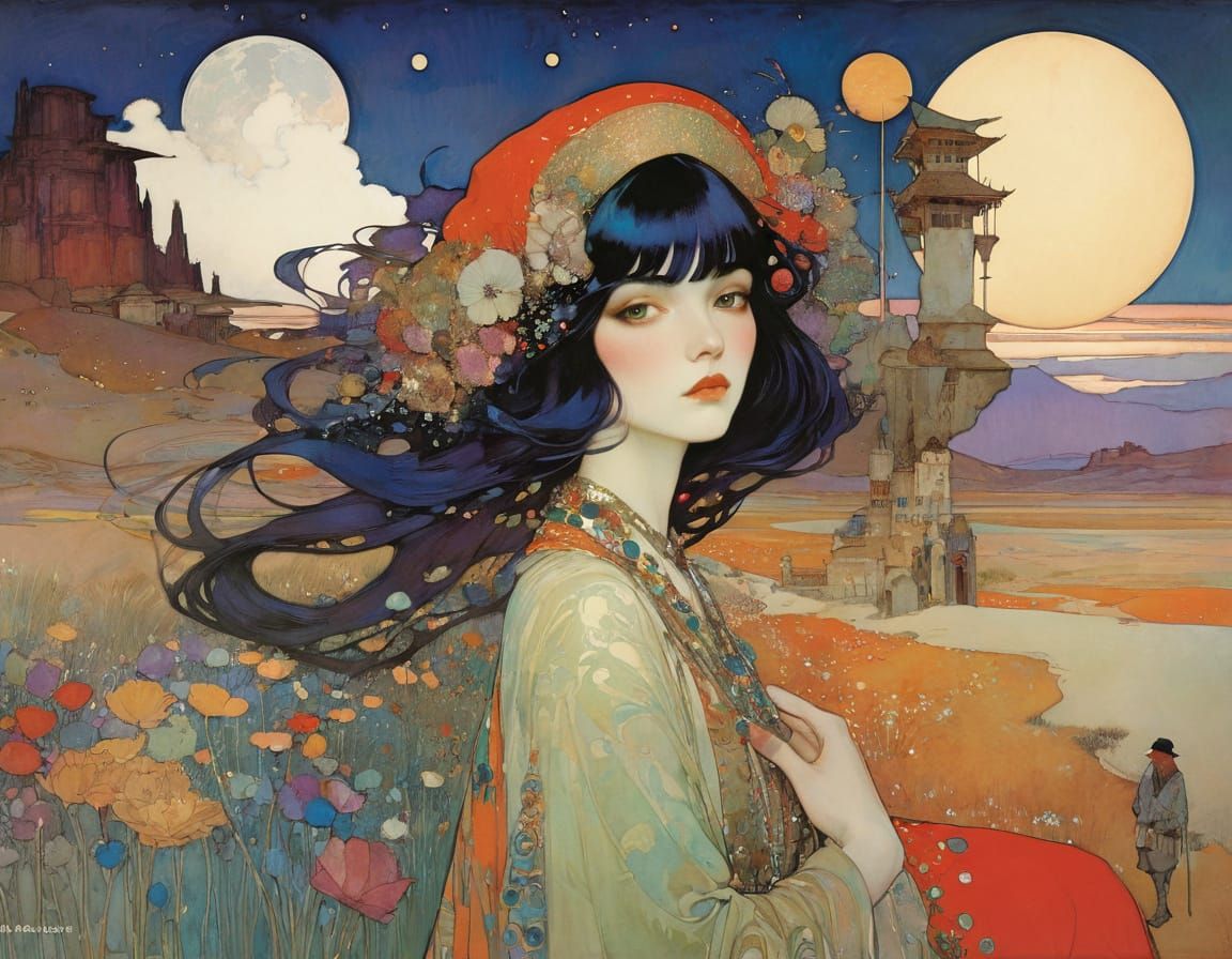 Fantastical Desert Kingdom in Art Nouveau Style