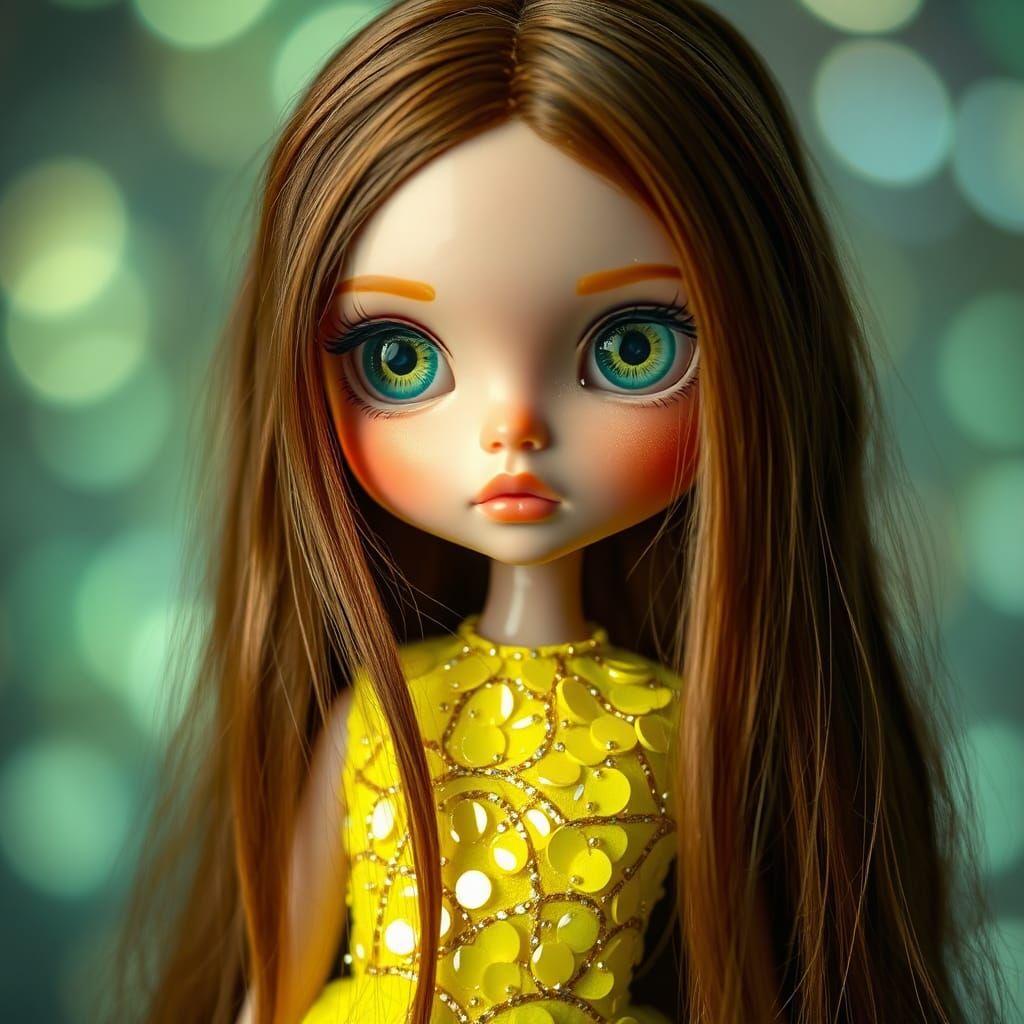 Surreal Doll with Fluorescent Dress, Macro Lens