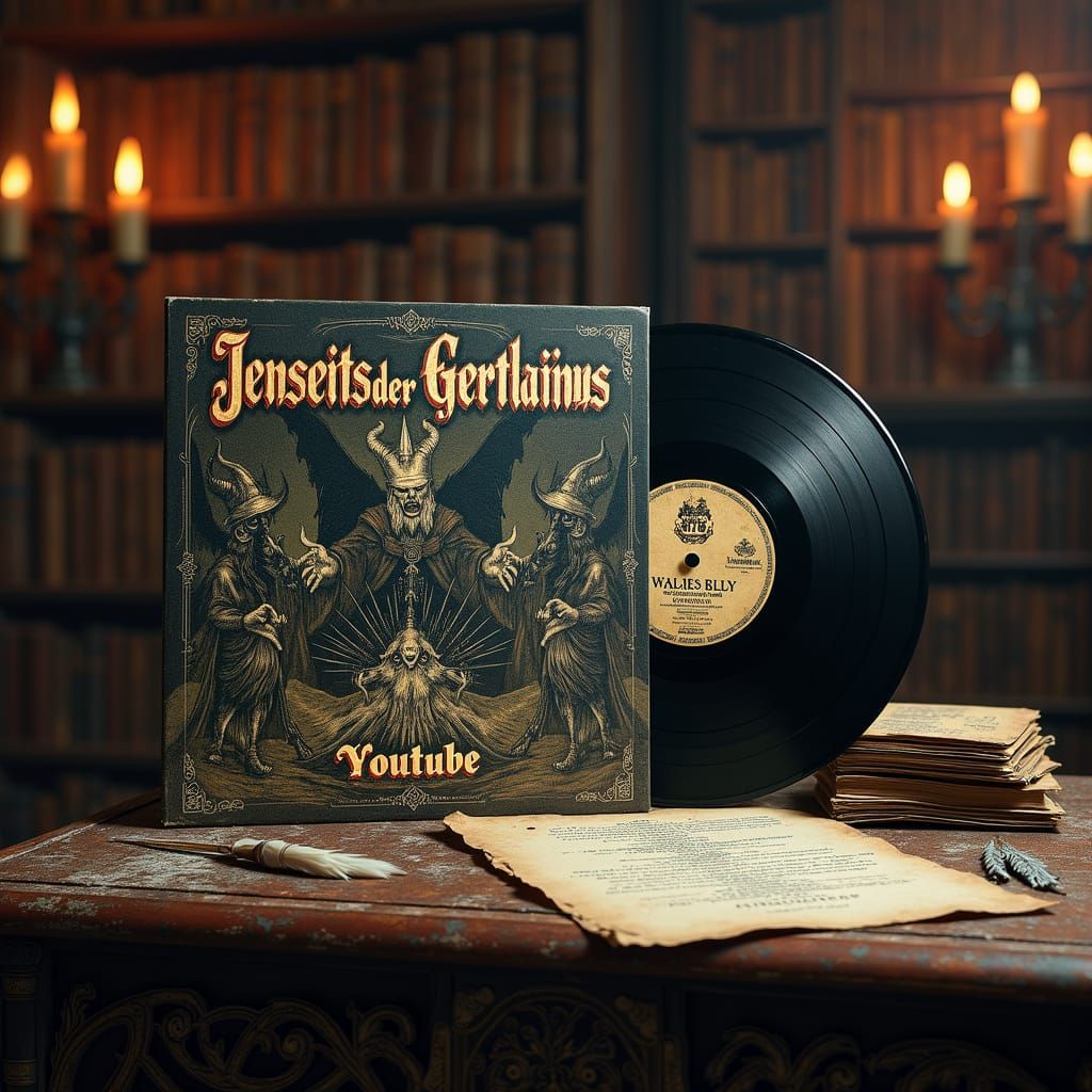 Dark Academic Library Vinyl LP Cover Art