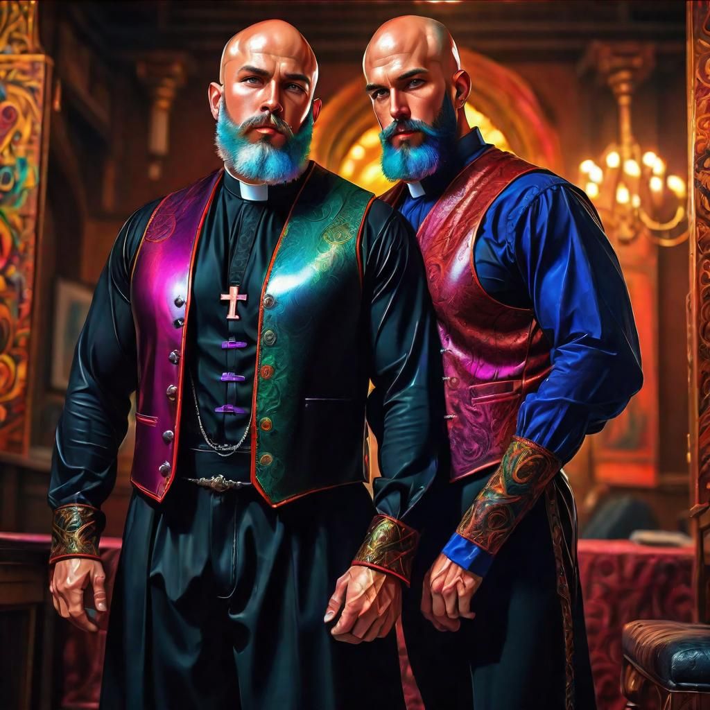 Men loving men - bald hairy men