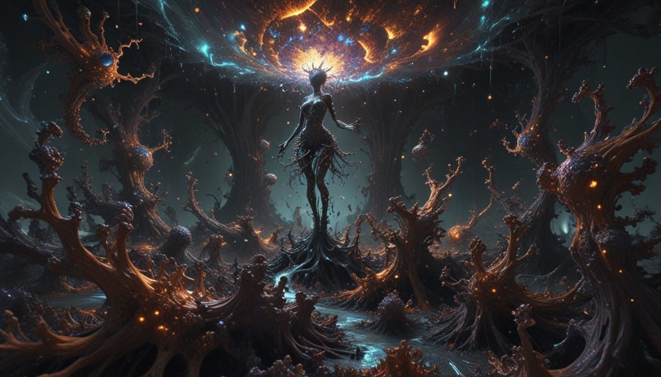 3D anthropomorphic neuronic  vast irregular fractal imaginar...