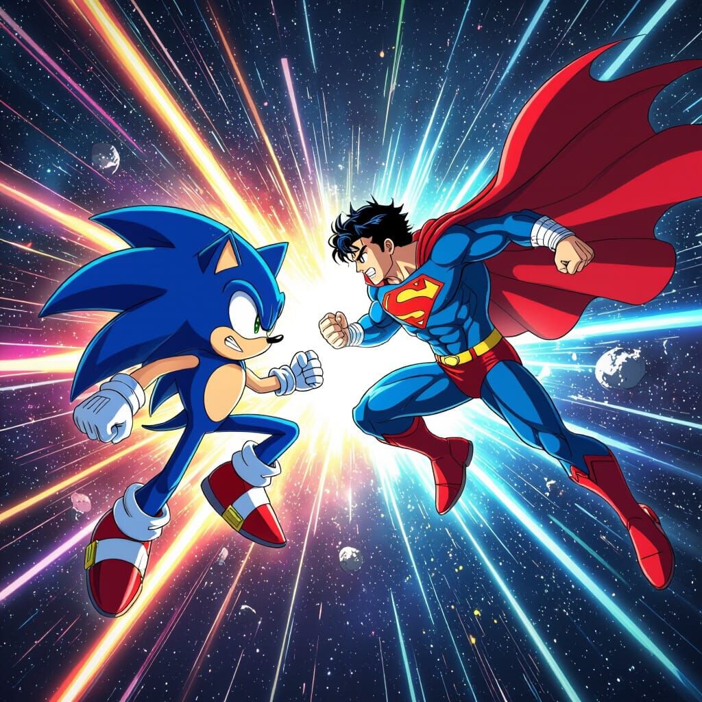 Sonic vs Superman: Manga-Inspired Space Battle