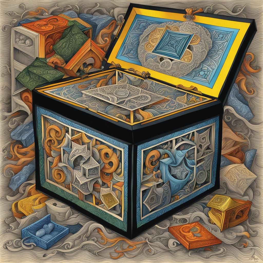 Pandora's Box in Colorful Zendoodle Illustration