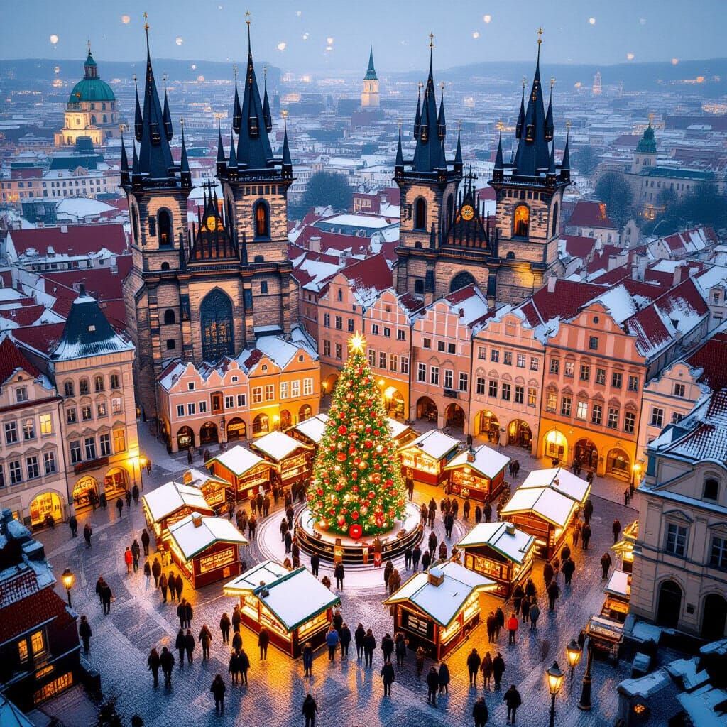 Festive Prague Christmas Market in Baroque Style