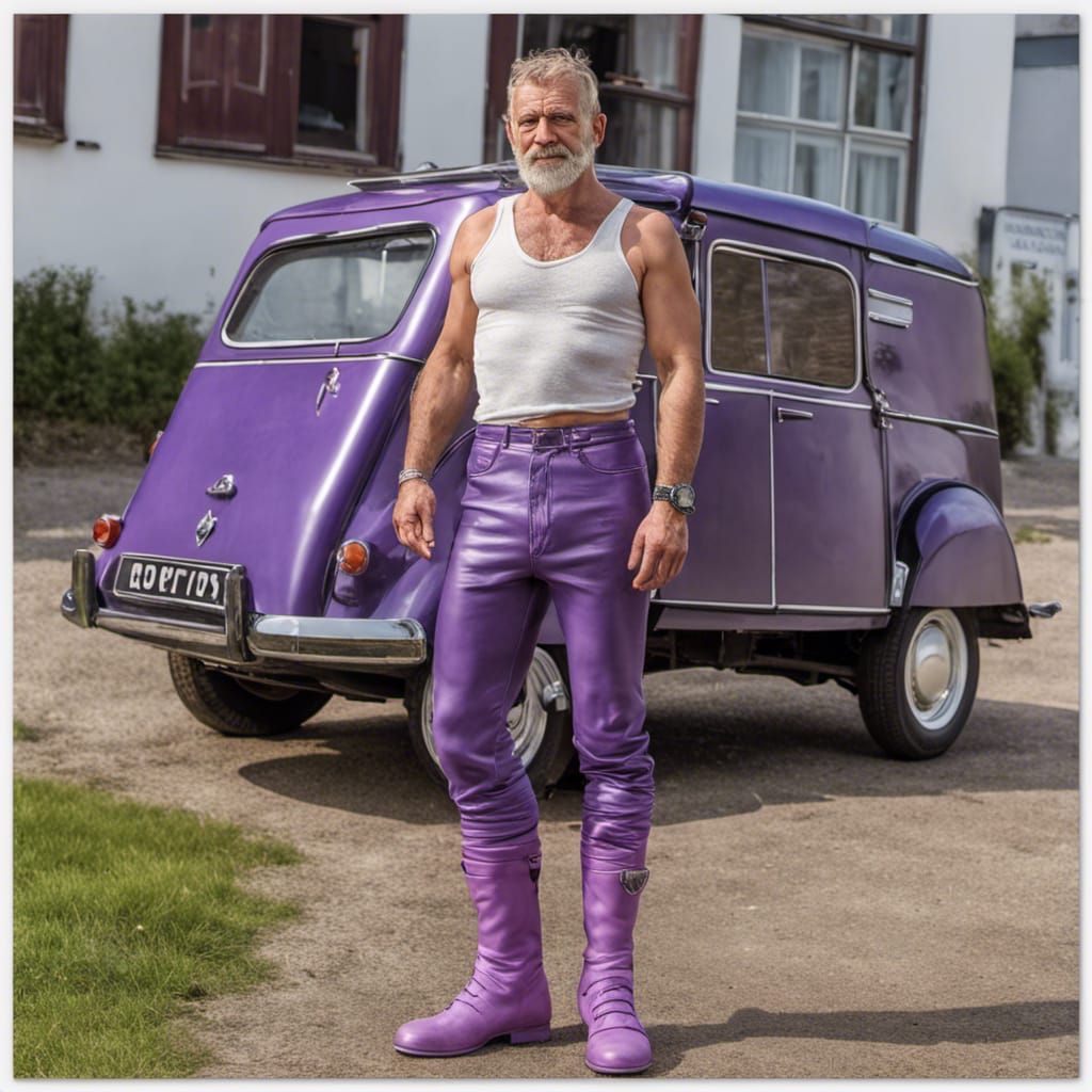 The beauty of a man with a weird car