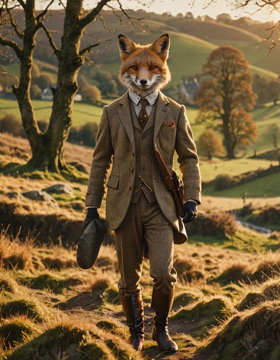 Anthropomorphic Fox in Hunting Suit