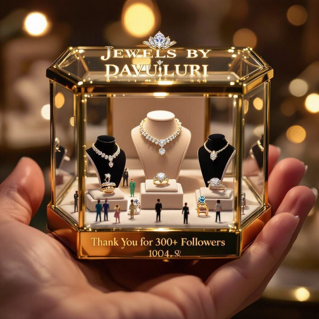 Luxury Miniature Jewelry Showroom in Golden Light