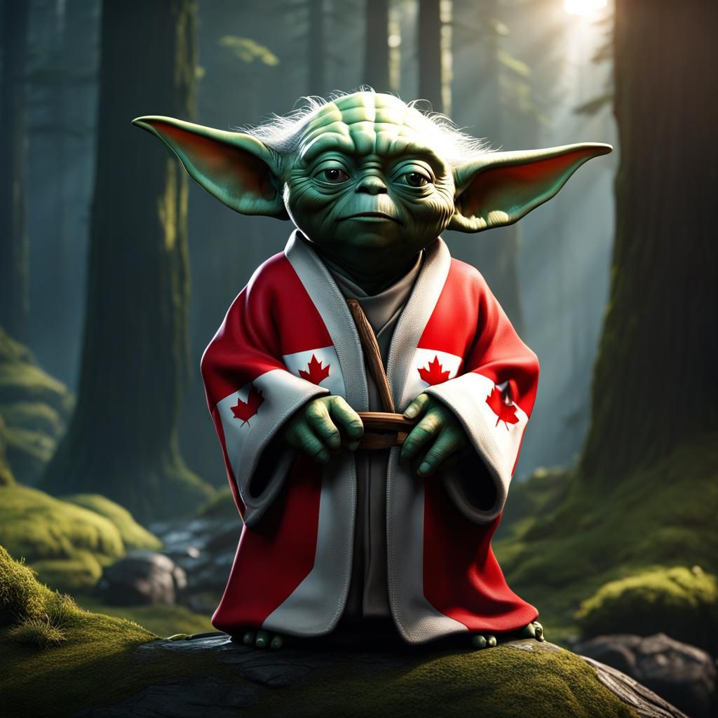 Yoda in Canadian Gear: Detailed Fantasy Art