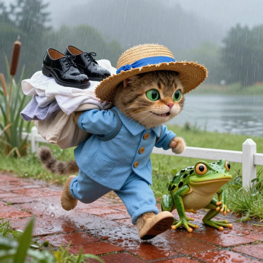 Mischievous Kitten Steals Frog's Laundry in Children's Book ...