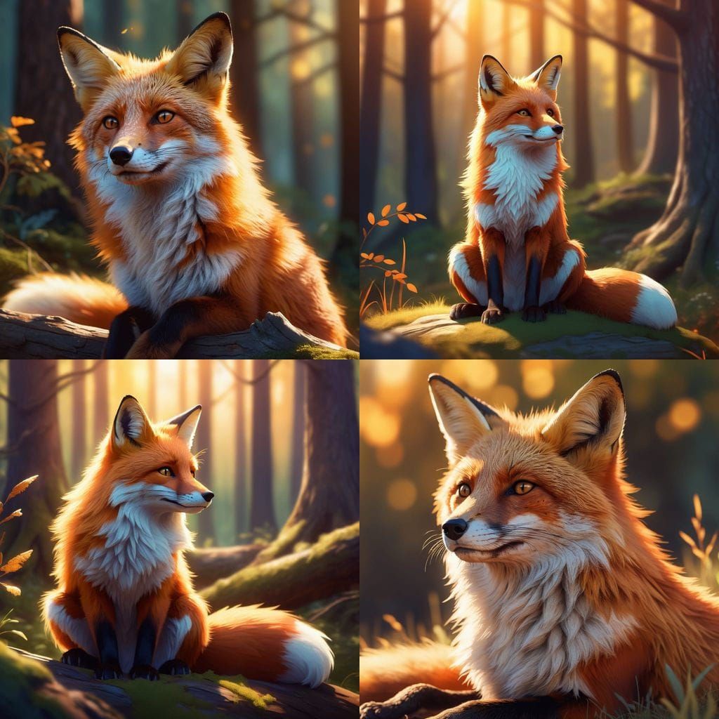 Simple AI Image of a Relaxed Fox