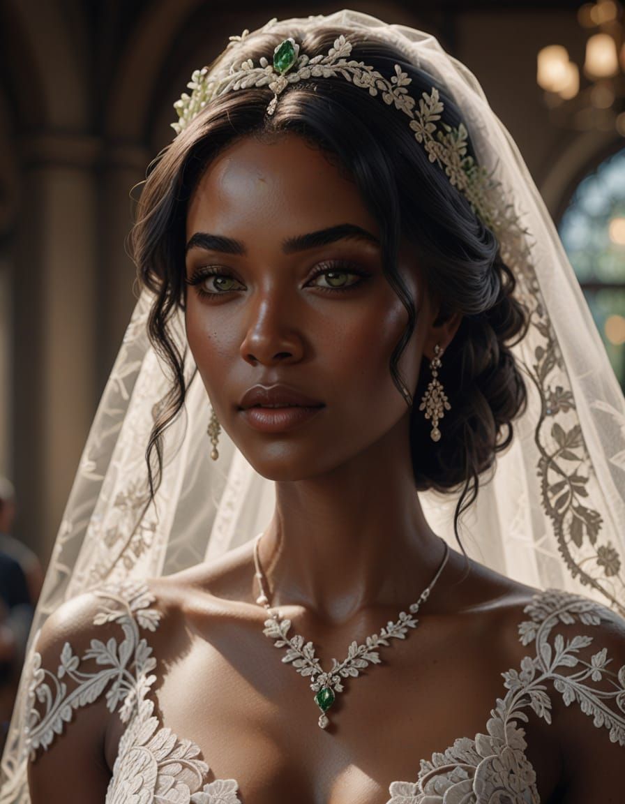 Ethereal Dominican Bride in Lace Wedding Dress