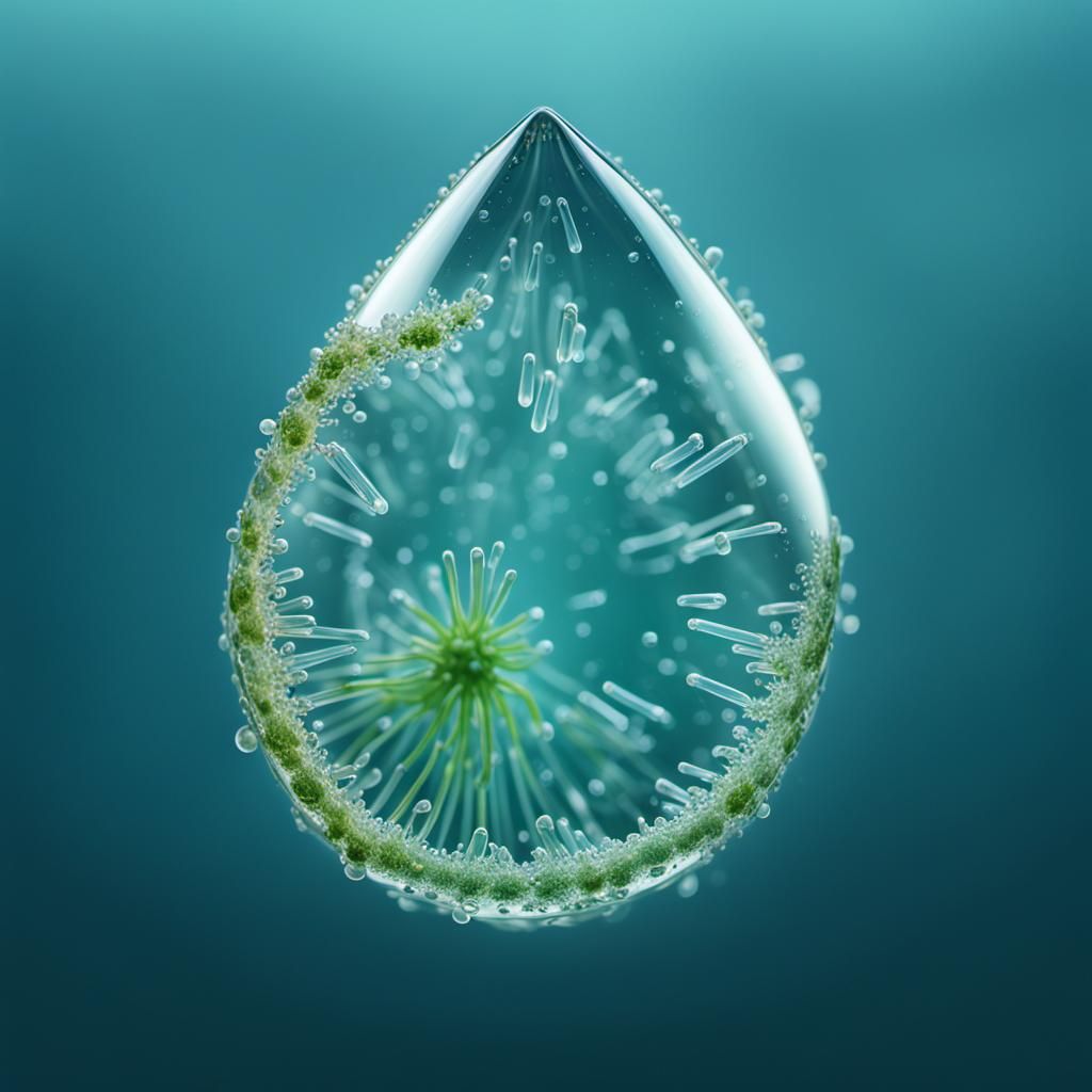 Photorealistic Macro Image of Crystal-Clear Plankton
