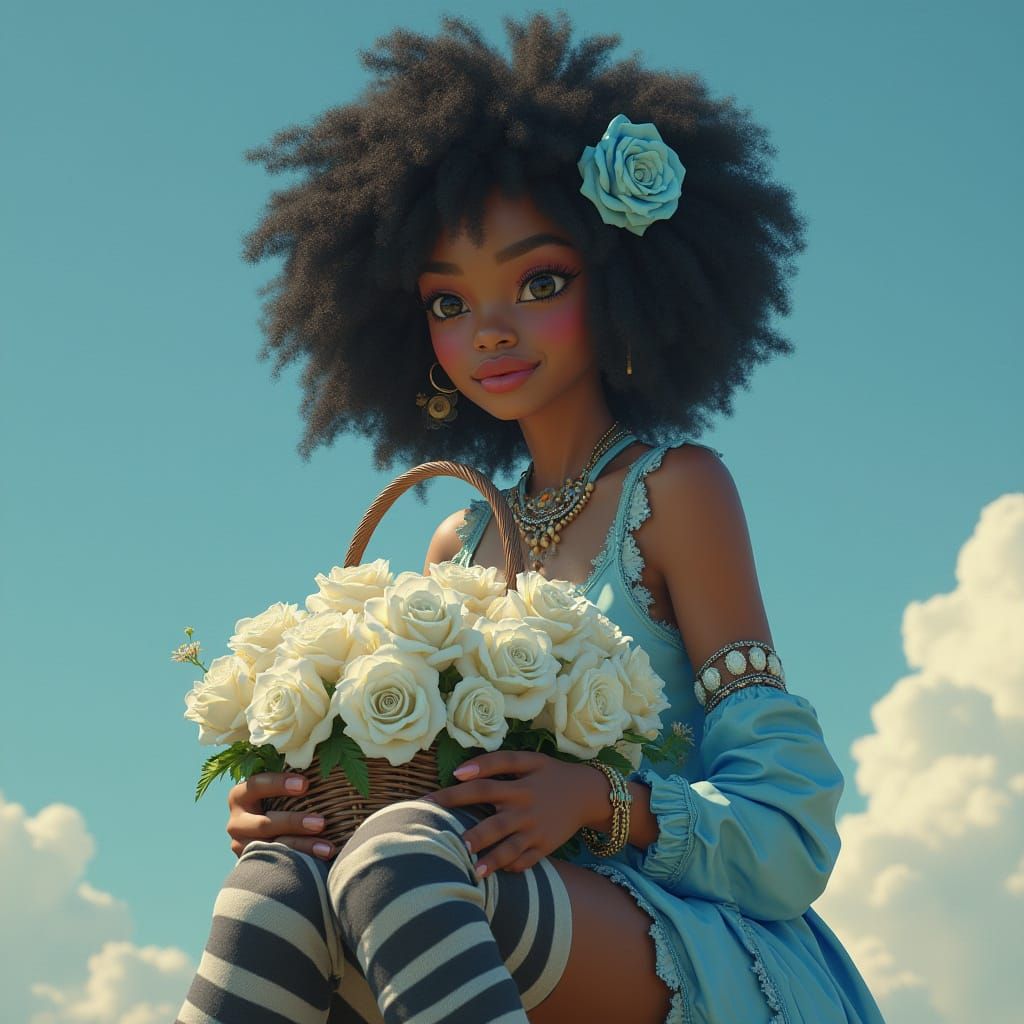 Woman with Roses: Detailed Matte Painting