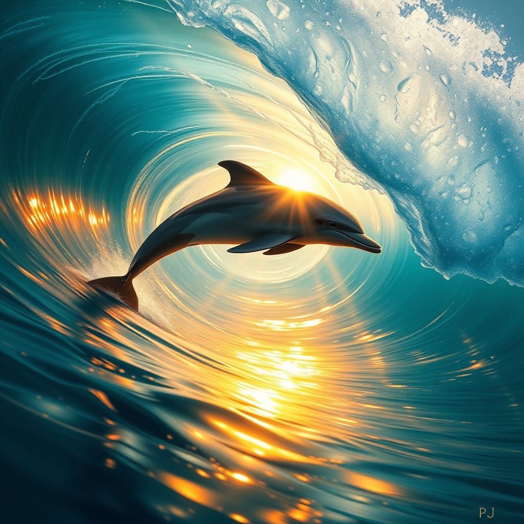 Hyper-Realistic Dolphin in Ethereal Oceanic Glow