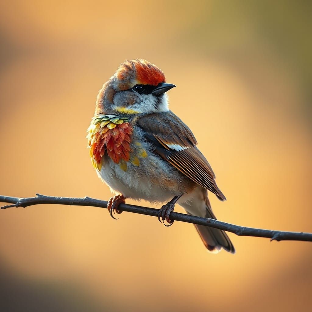 Flower Petal Bird in Golden Light, Macro Photography
