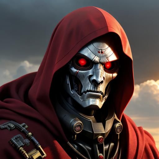 Tech Priest with Cybernetic Eyes in Divine Light