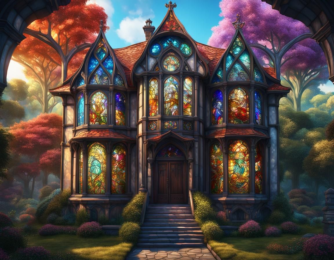 Stained Glass House: Detailed Matte Painting