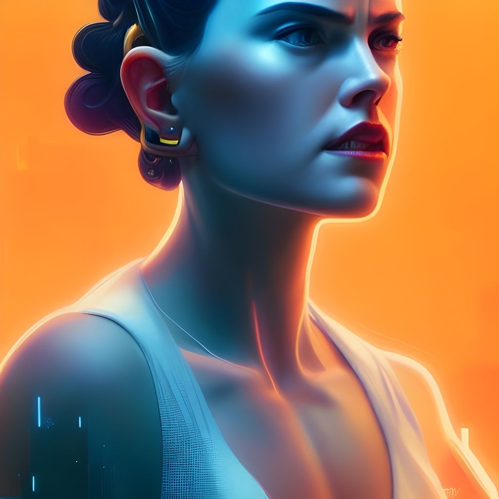 Cyberpunk Portrait with Volumetric Lighting