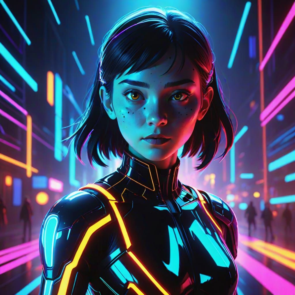 Futuristic Person in Vibrant Digital Concept Art