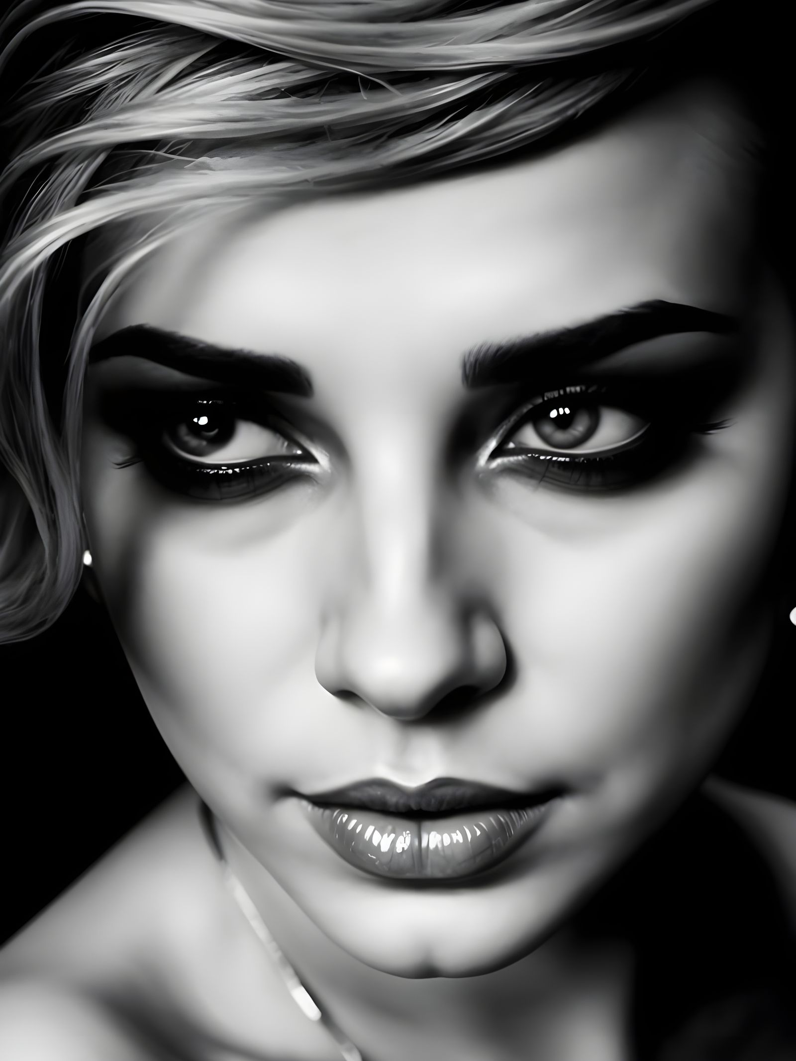 Evocative Portrait of Woman with Flowing Hair