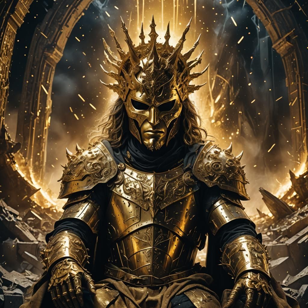 Godlike Figure on Broken Throne in Space Fantasy Style