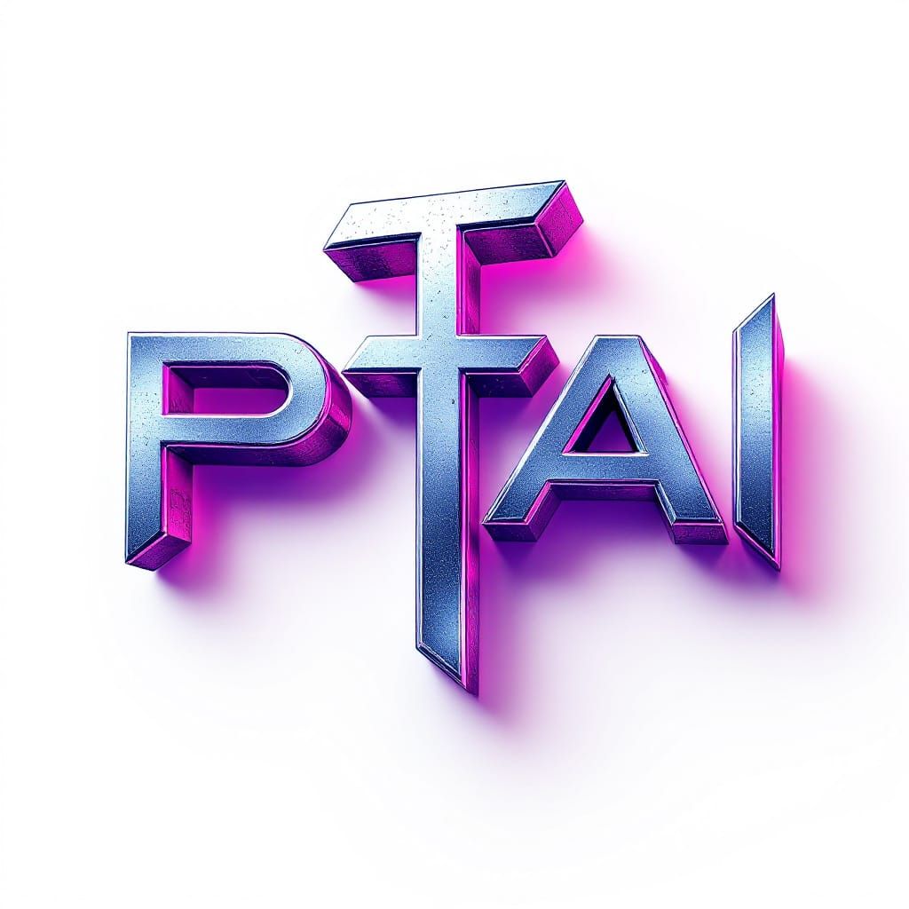 Futuristic Metallic PTai Logo with Neon Accents