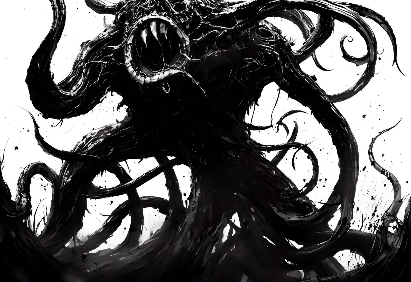 Terrifying Kraken Speedpaint in Black and White