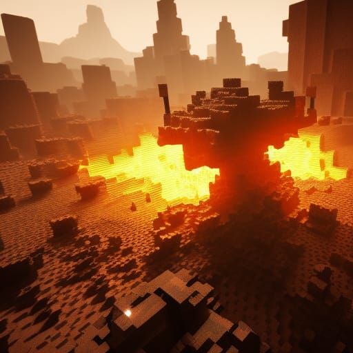 Minecraft Nether in 3D Cinematic Style