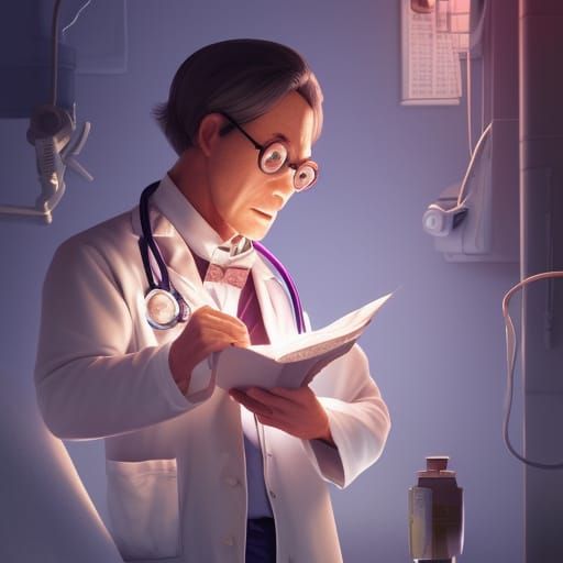 Detailed Storybook Illustration of a Hospital Doctor