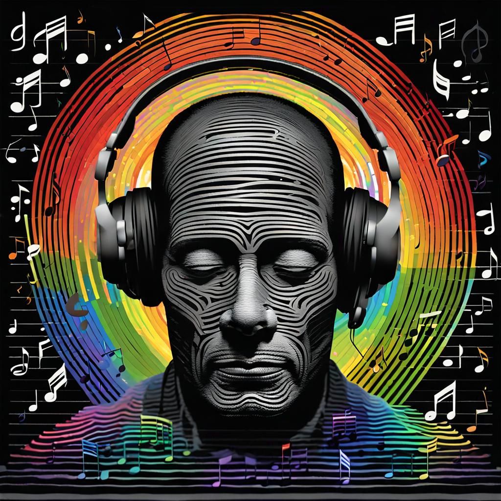 Psychedelic Album Cover: Transcendent Music Notes