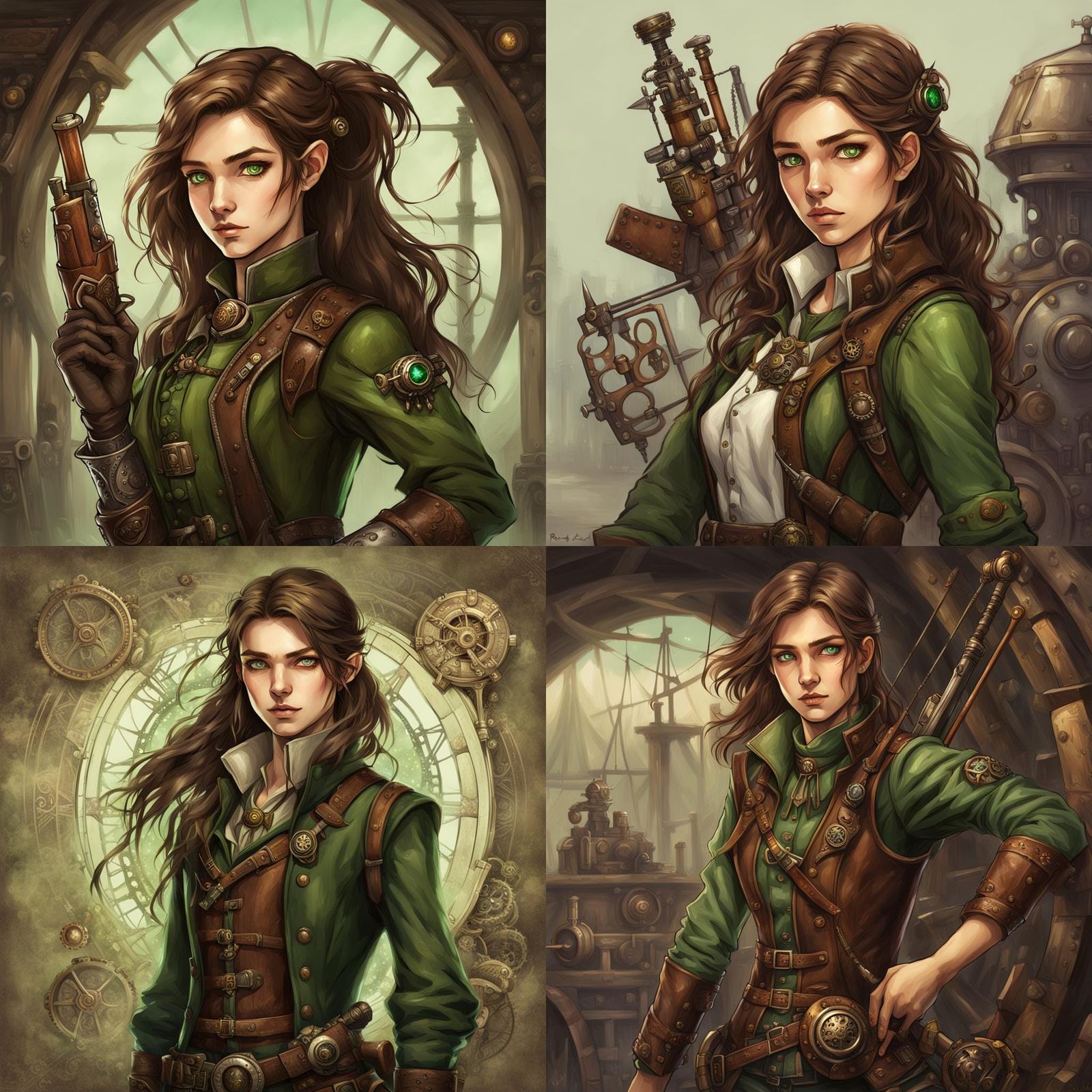 Steampunk Elf Ranger Archer with Engine