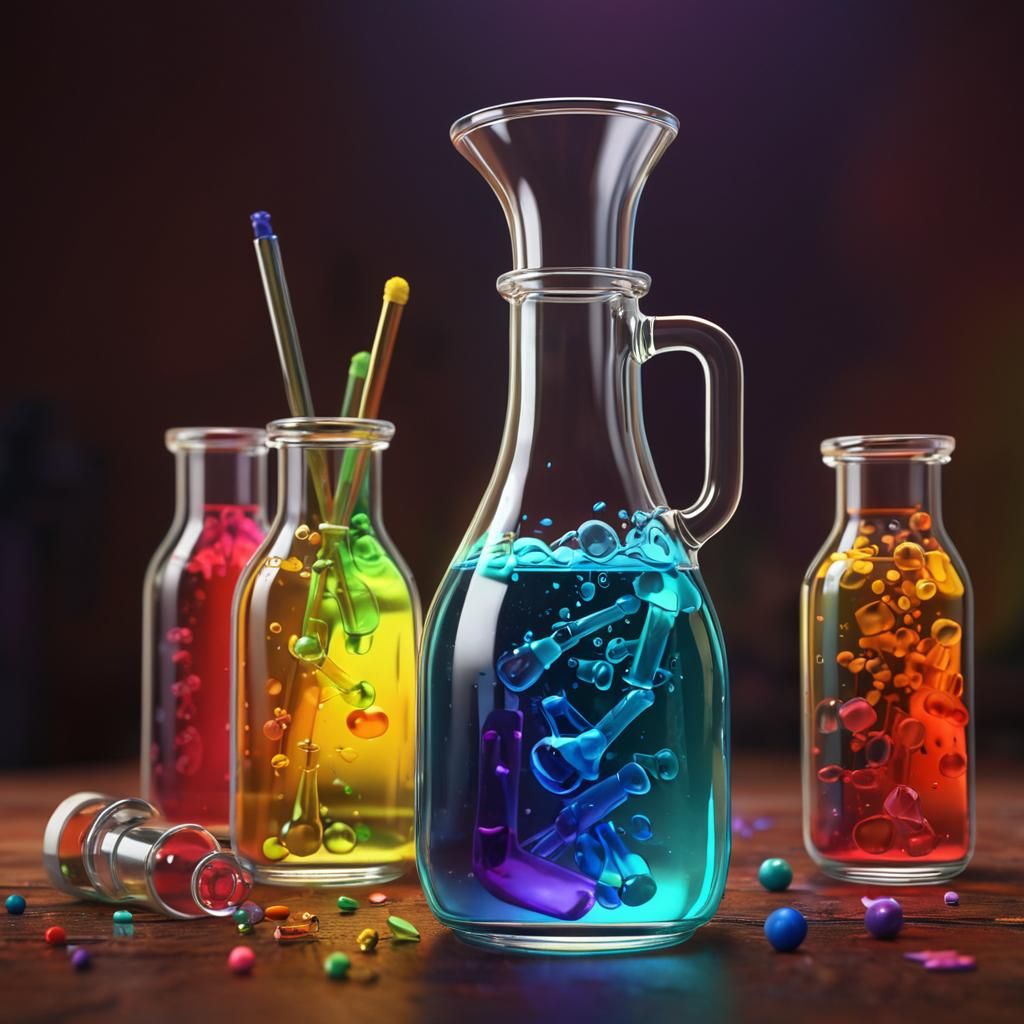 Rainbow Vials in Alchemist Tubes: 3D Digital Art