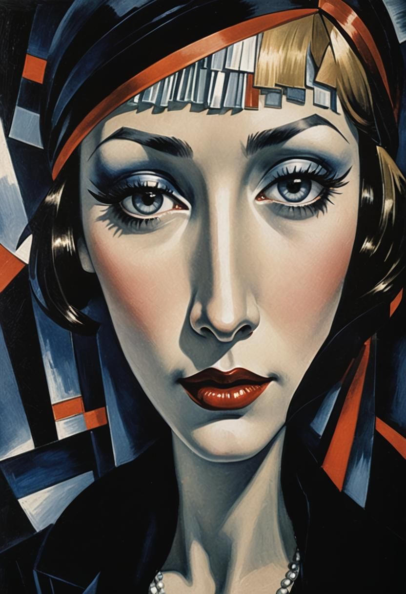 Glamorous 1920s Flapper Portrait in Art Deco Style