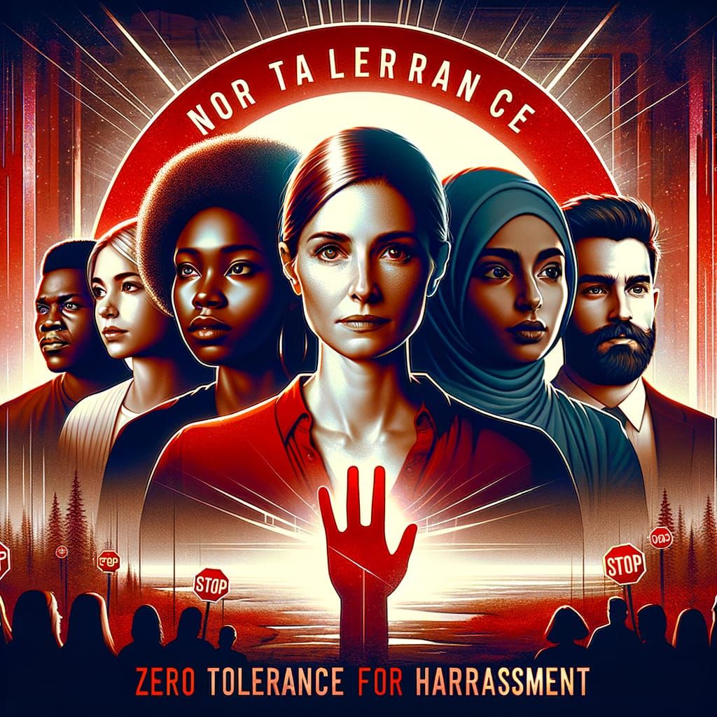 Impactful Anti-Harassment Poster in Matte Painting Style