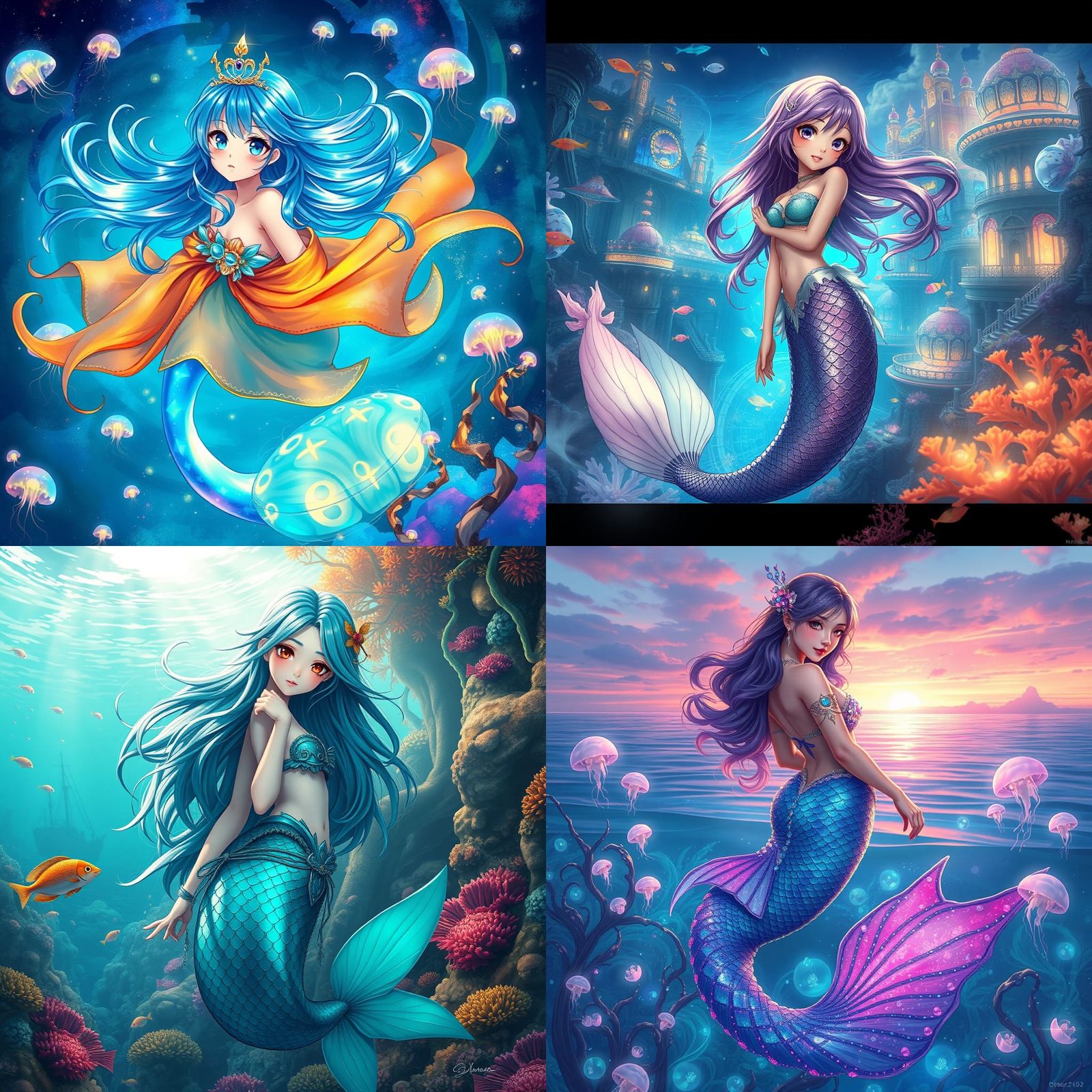 Anime Mermaid in Detailed Matte Painting Style