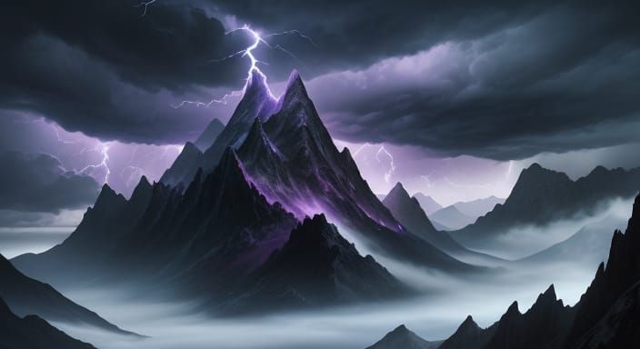 Majestic Mountain Range Under Dramatic Stormy Sky