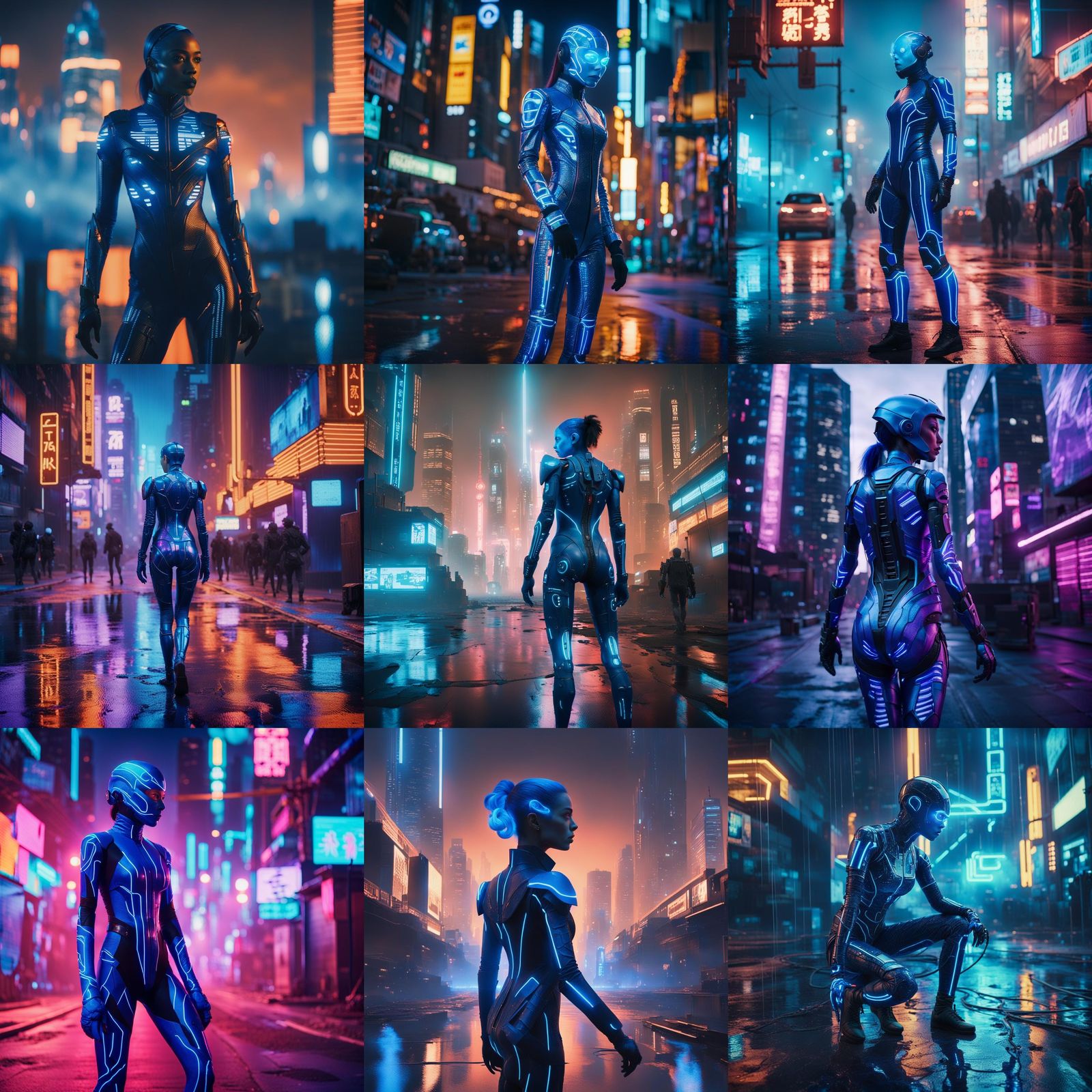 Cyberpunk Woman Roaming a Cybernetic City