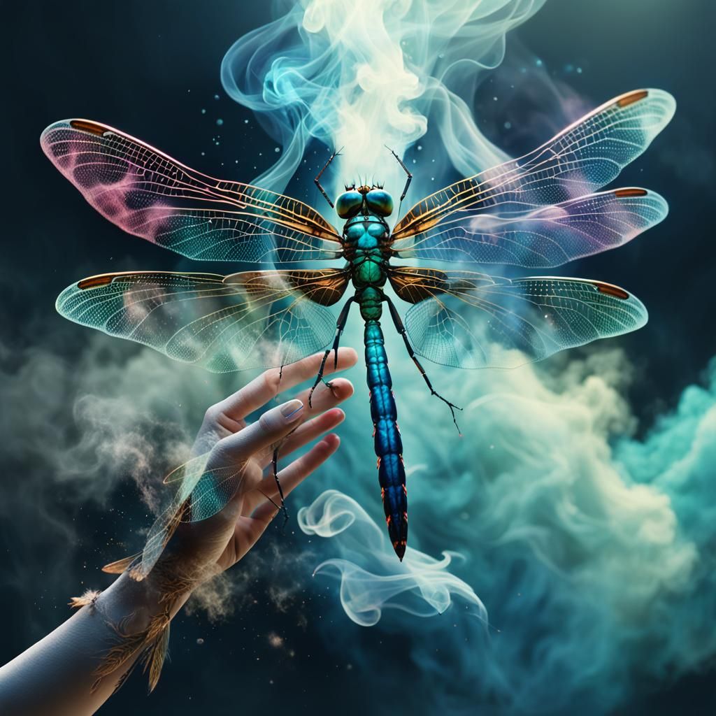 Giant Dragonfly Turns to Smoke: Fantasy Concept Art