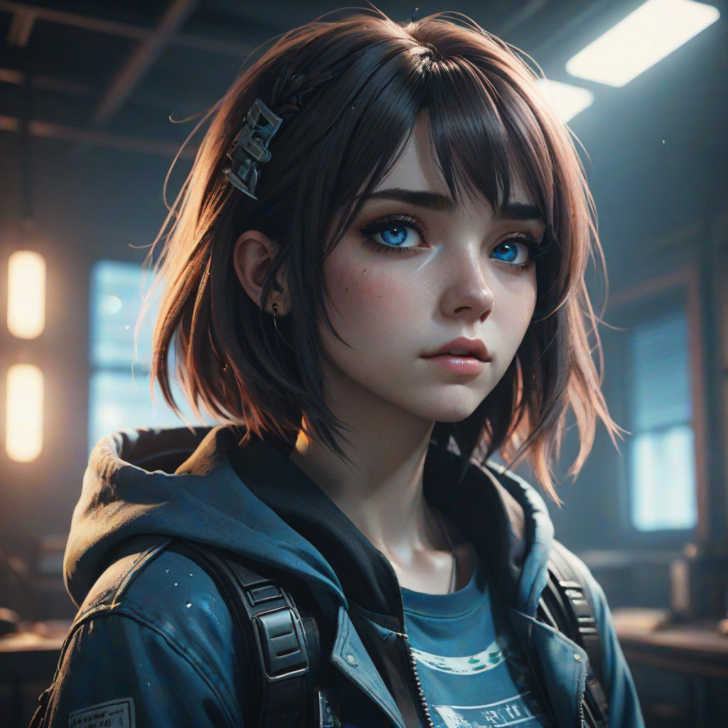 Moody Grunge Emo Girl in Smoky Room