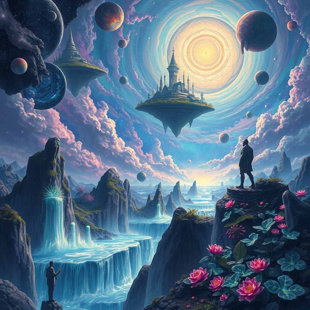 Ethereal Dreamscape with Floating Islands and Bioluminescent...