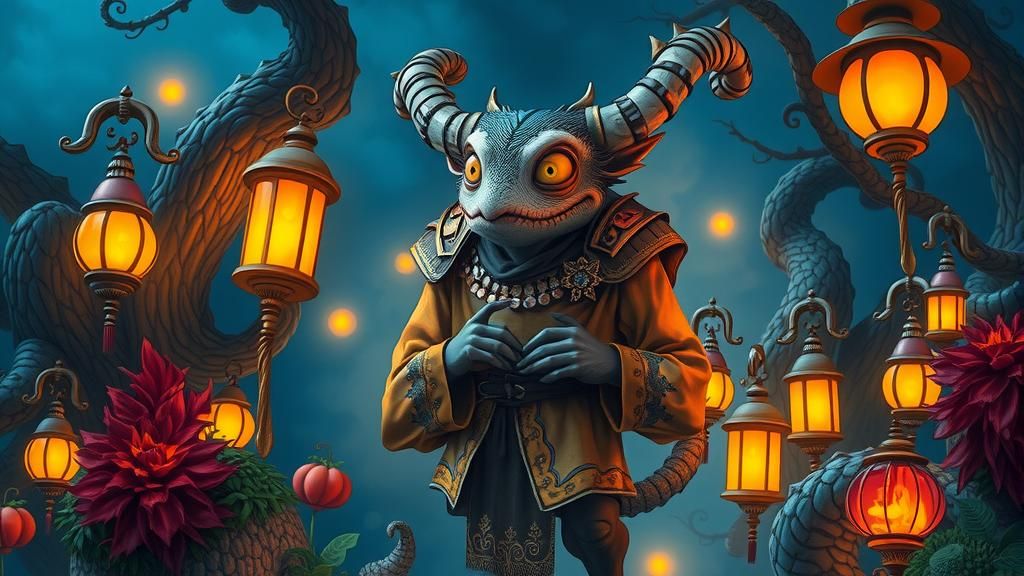 Whimsical Monster in Mystical Realm as Digital Art