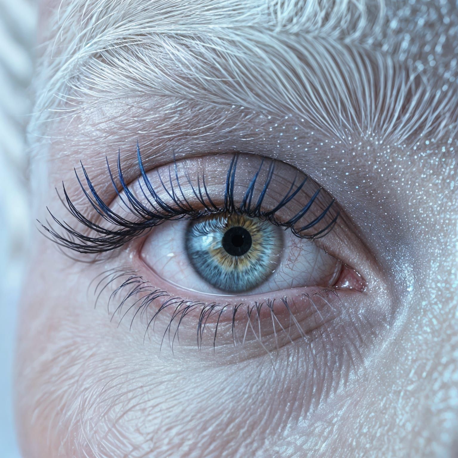 African Albino Woman's Eye with Colorful Lashes