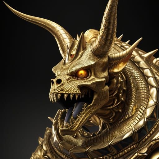 Golden Alien Portrait in Anime Style