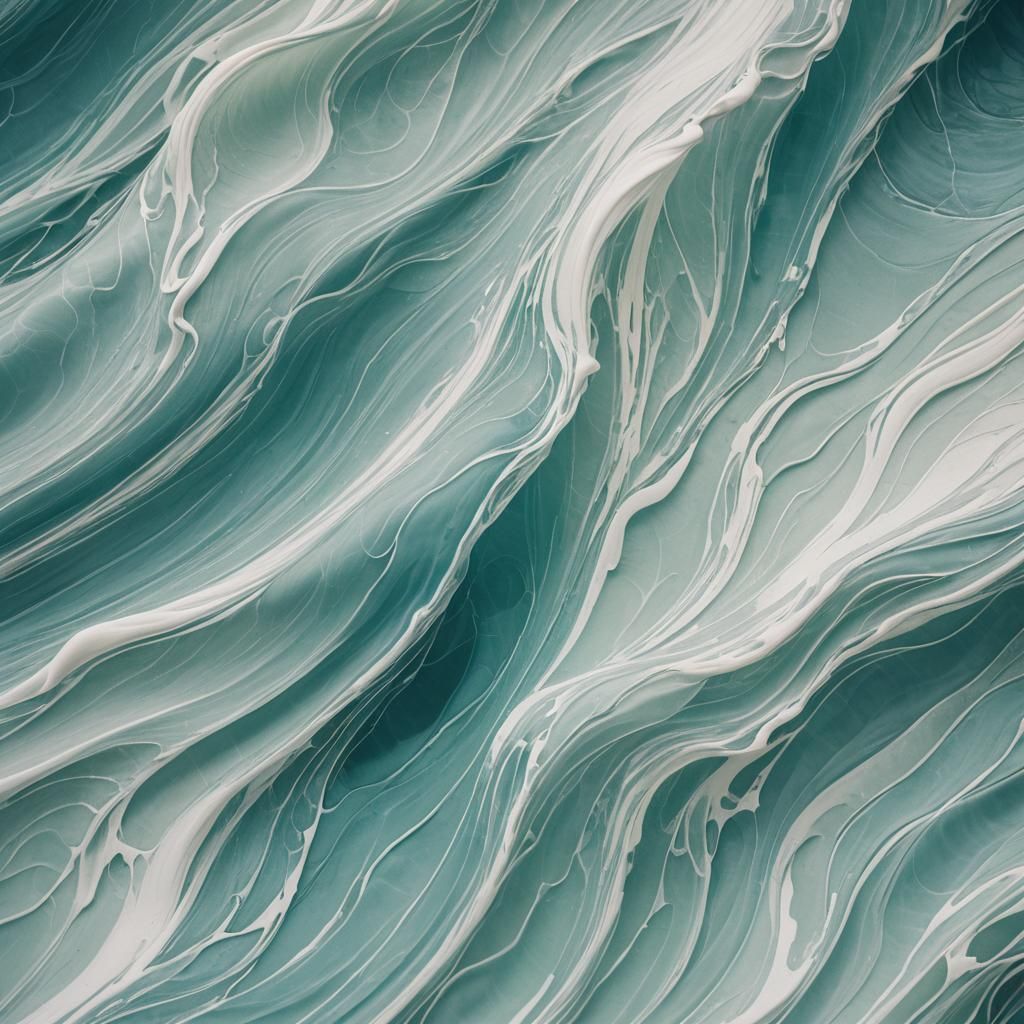 Abstract Teal Waves in Macro Photography