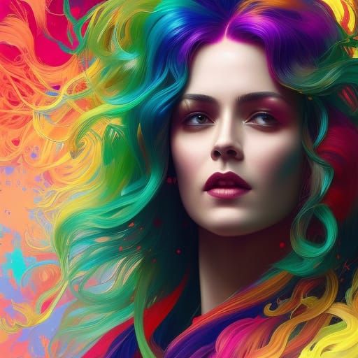 Explosion of Color: Vivid Rainbow Portrait