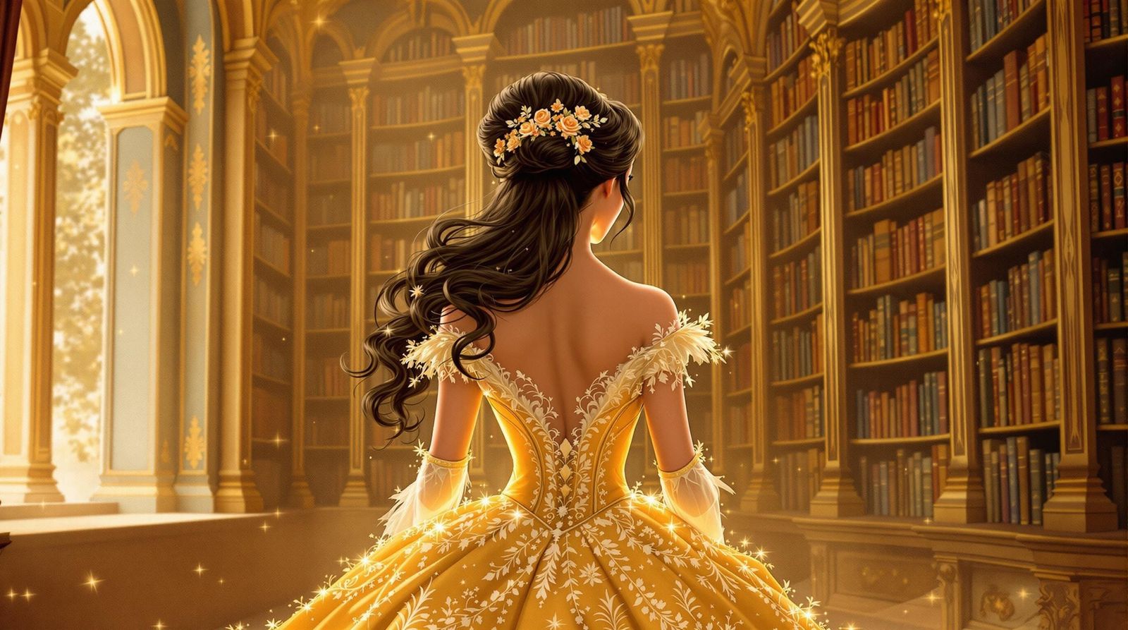 Gorgeous Princess in Elegant Back View
