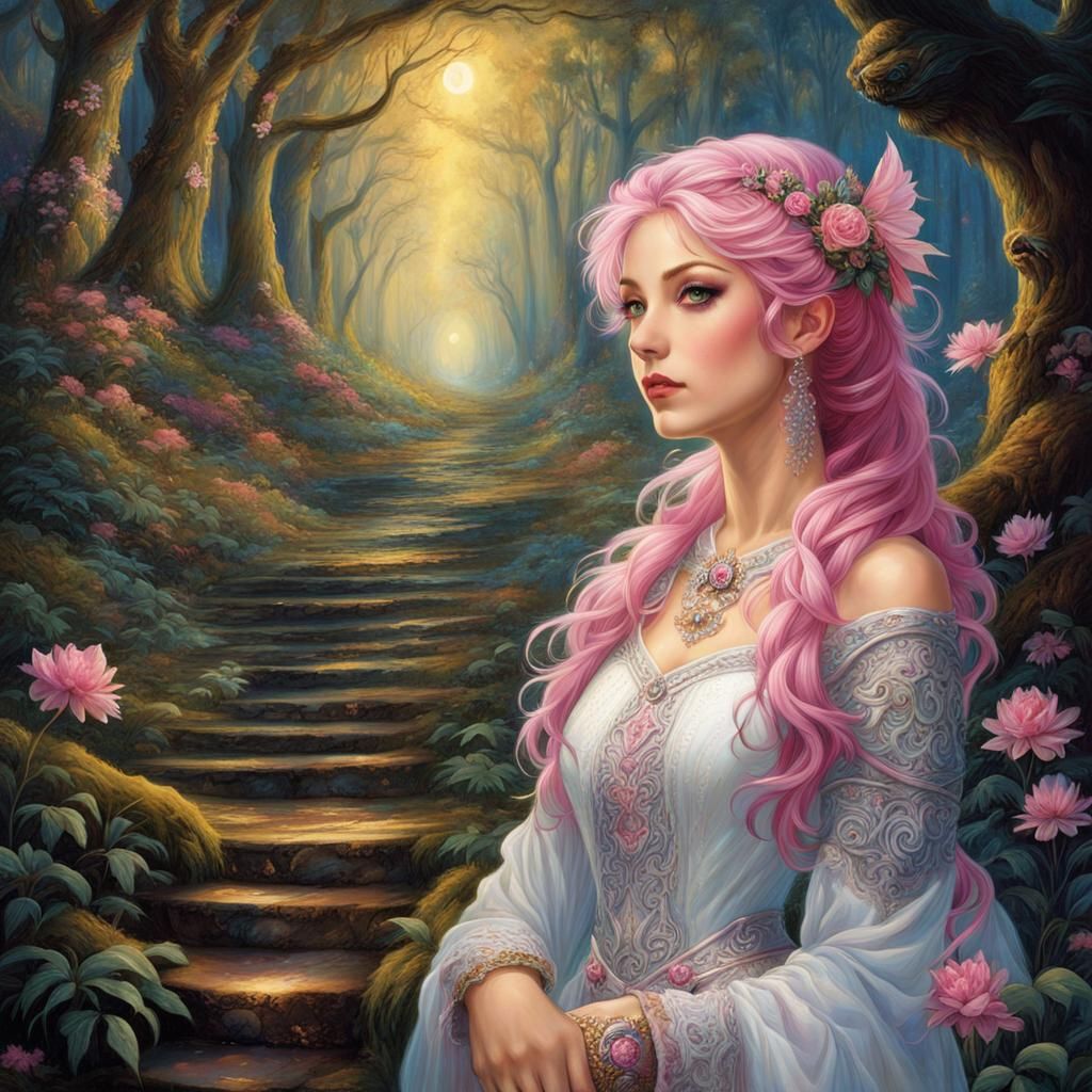 Woman in magical woods