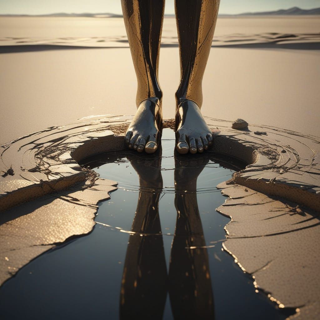 Symbolic Surreal Figure at Creation Threshold