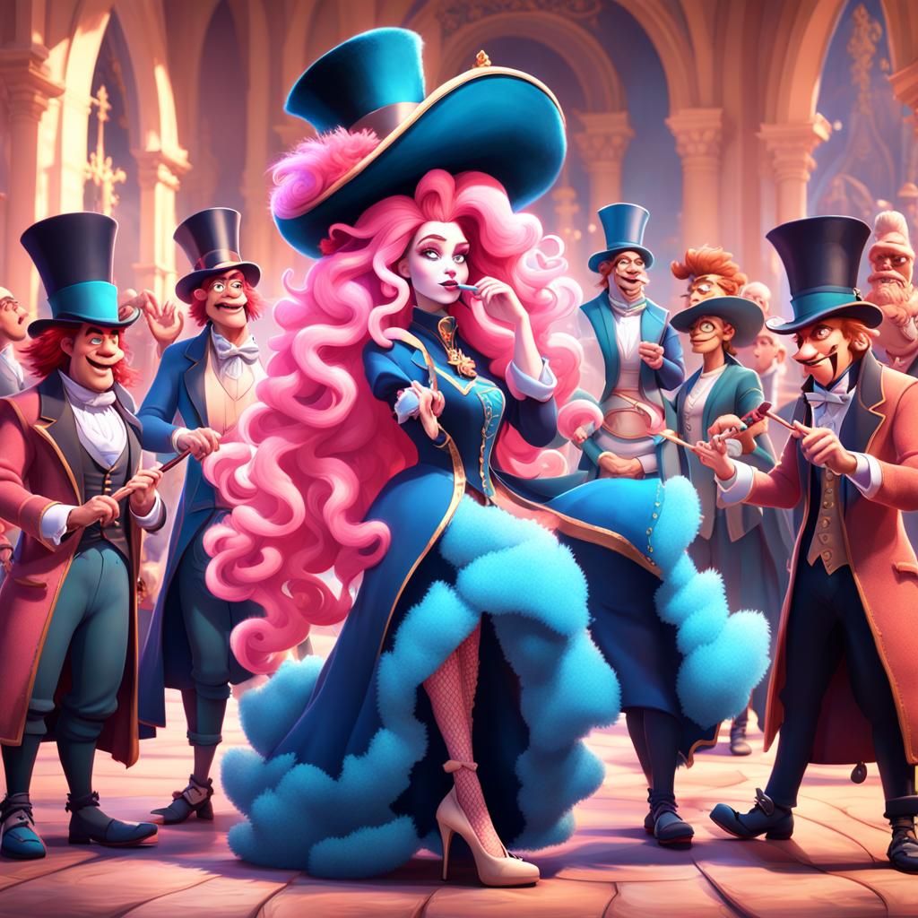 Magician Controls Crowd with Wand in 3D Digital Art